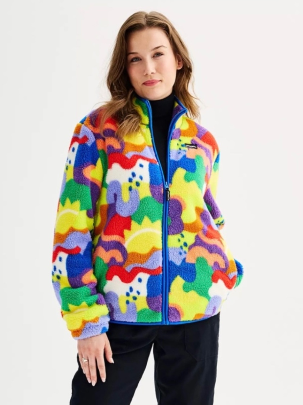 Crayola x Kohl’s Full Zip Multicolor Rainbow Fleece Jacket Kids XL/Womens S